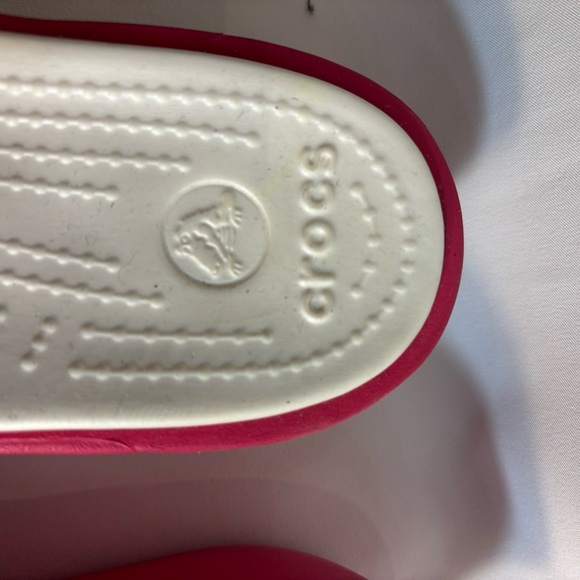 CROCS Sz 9 Straps Slip On Wedge Pink Sandals Slides - Picture 4 of 11